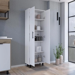NicBex Modern Storage Cabinet Freestanding Kitchen Pantry Cabinet Multi Storage Manacor with 5 Shelves Large Storage Space for Kitchen, Dining Room, Living Room, White