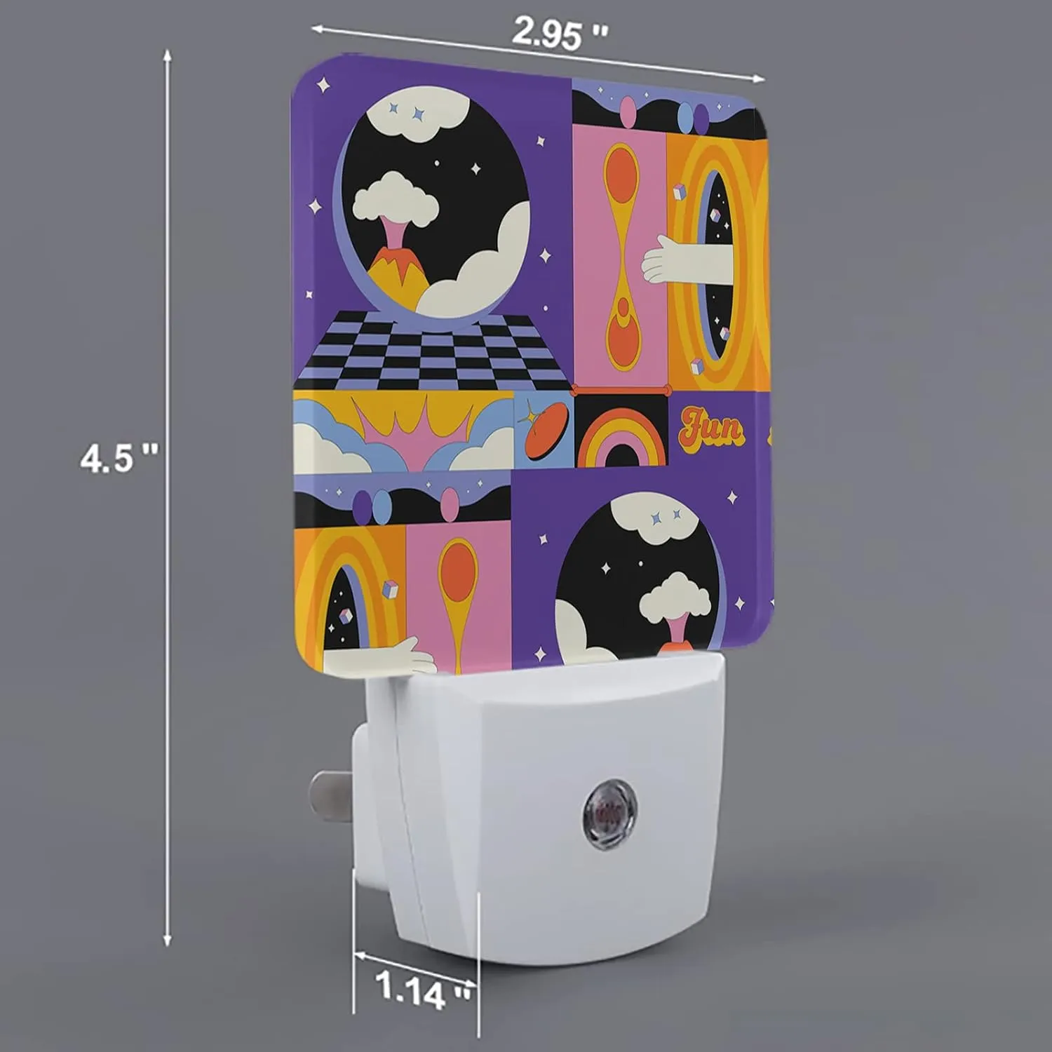 Night Light for Kids, Funny Dream Volcano Cartoon Square Geometric Color Block LED Night Light Plug into Wall with Light Sensors Dusk to Dawn, Nightlight for Children Girls Room Nursery Stair Hallway