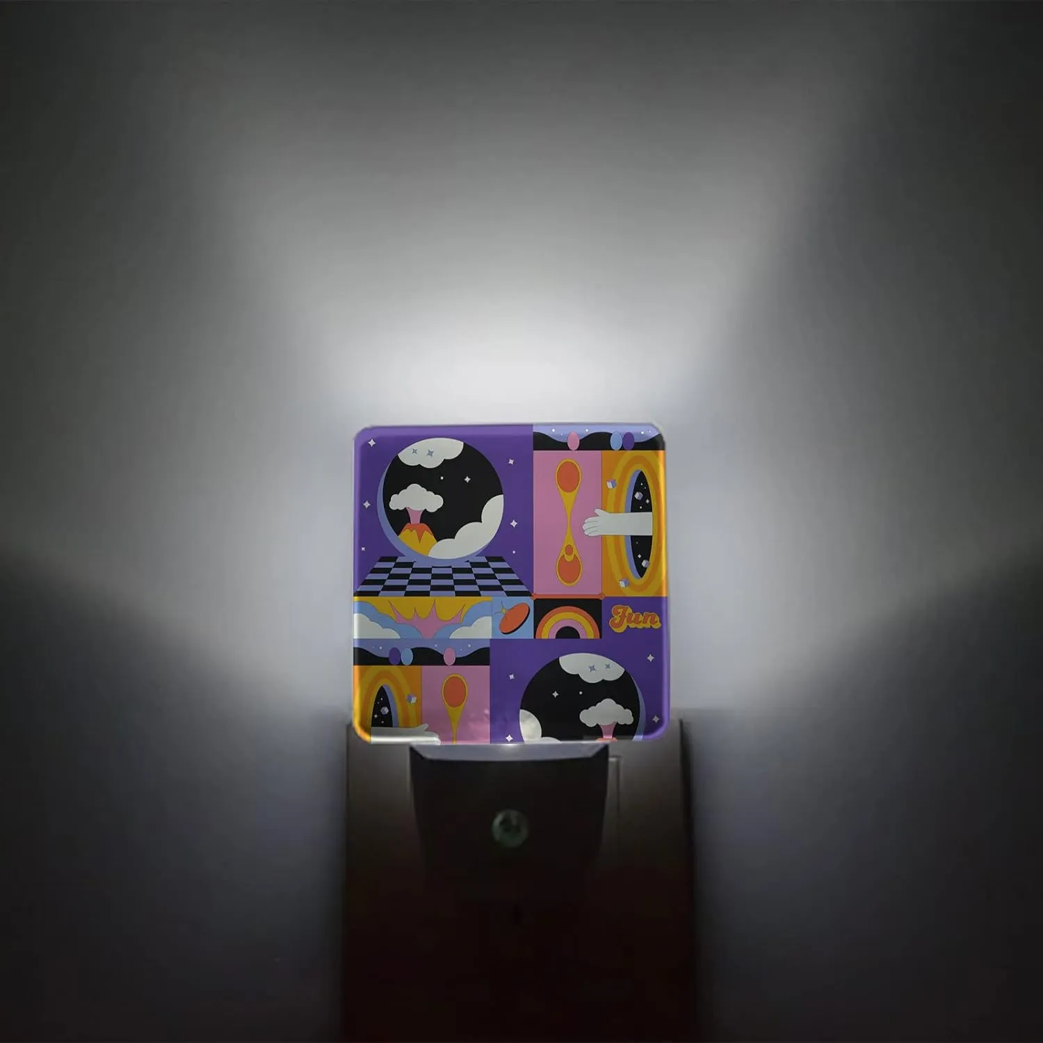 Night Light for Kids, Funny Dream Volcano Cartoon Square Geometric Color Block LED Night Light Plug into Wall with Light Sensors Dusk to Dawn, Nightlight for Children Girls Room Nursery Stair Hallway