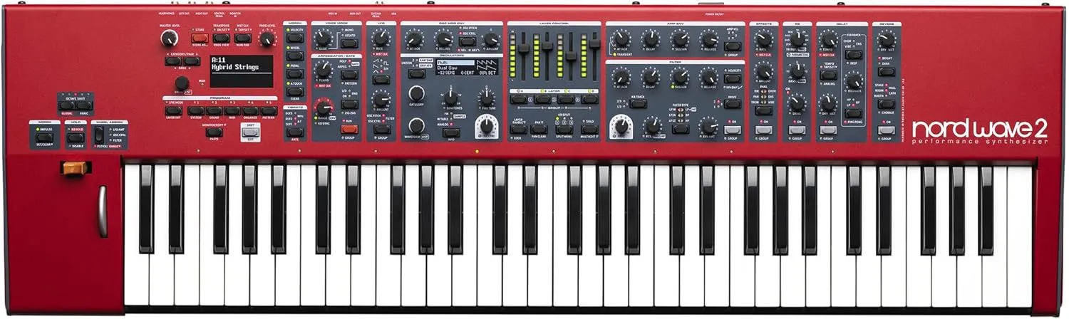Nord Wave 2 61-Key Performance Synthesizer Bundle with Adjustable Stand, Bench, Sustain Pedal, Headphones, Instrument Cable, and Austin Bazaar Polishing Cloth