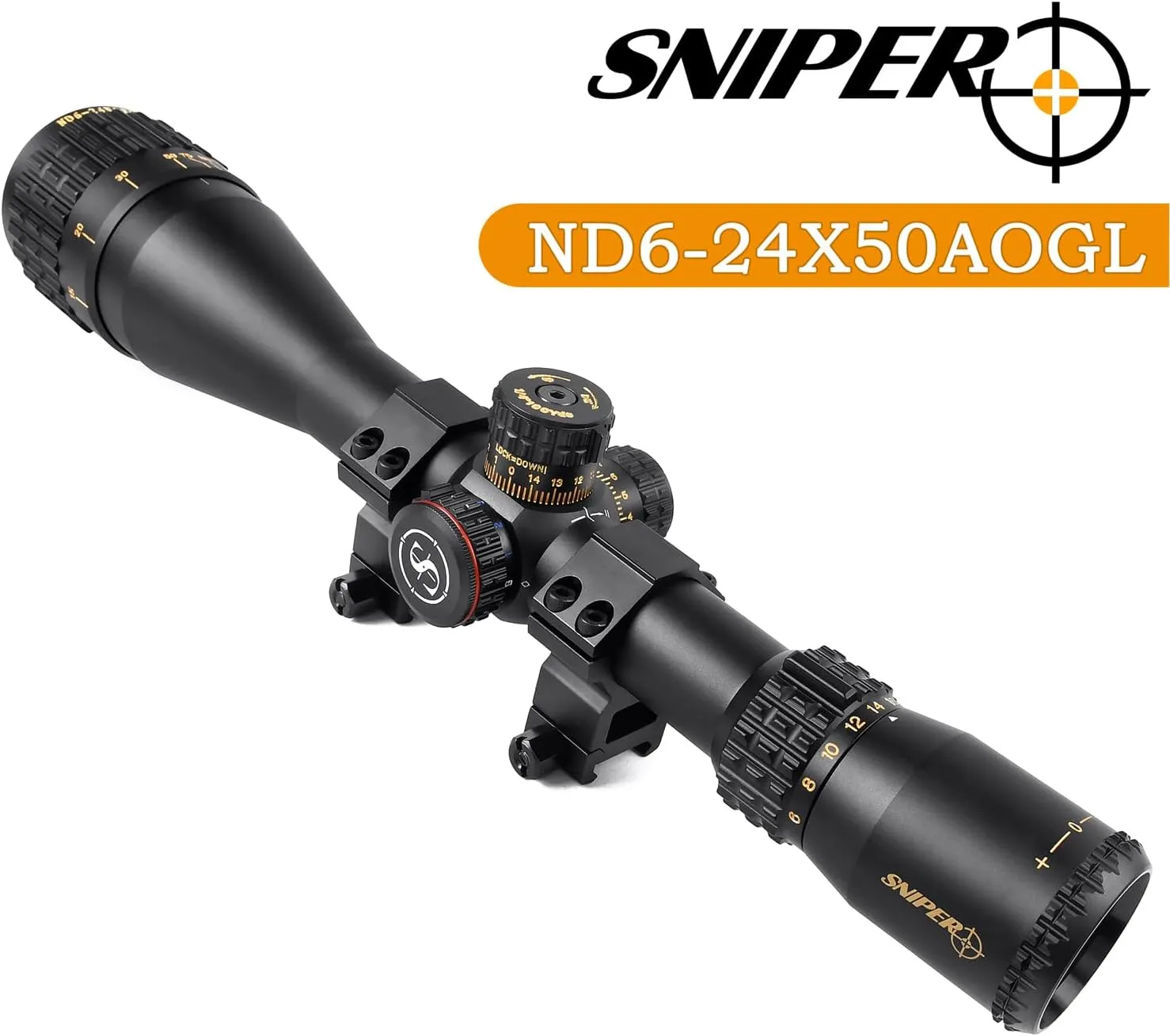NT Series 4-16X50 / 6-24X50 AO Hunting Rifle Scope, Red/Green/Blue llluminate Glass Etched Reticle, Fully Multi-Coated Lens, Adjustable Objective SFP Riflescopes