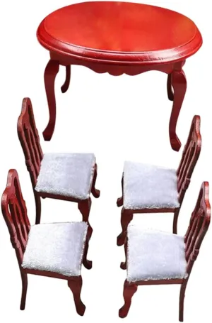 NUOBESTY 1 Set Miniature Furniture Set European Style Dollhouse Table and Chairs Great Wood Construction Detailed Craftsmanship Versatile for Dining and Decoration for Home Decor