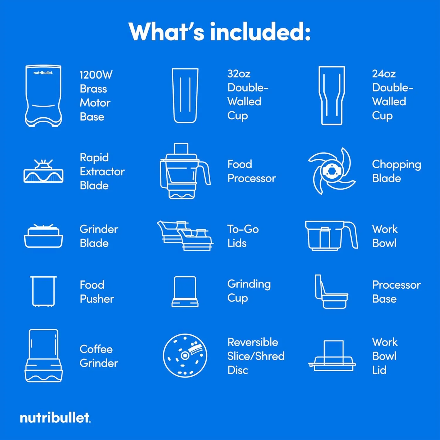 nutribullet® Ultra Plus  3-1 Compact Kitchen System, 1200W Kitchen System with Blender, Food Processor, and Coffee and Spice Grinder, 32oz and 24oz Blending Cups, 2-Cup Food Processor, Brass