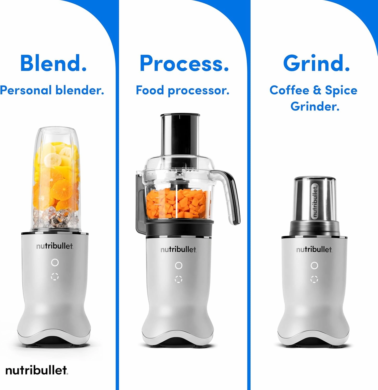 nutribullet® Ultra Plus  3-1 Compact Kitchen System, 1200W Kitchen System with Blender, Food Processor, and Coffee and Spice Grinder, 32oz and 24oz Blending Cups, 2-Cup Food Processor, Pearl White