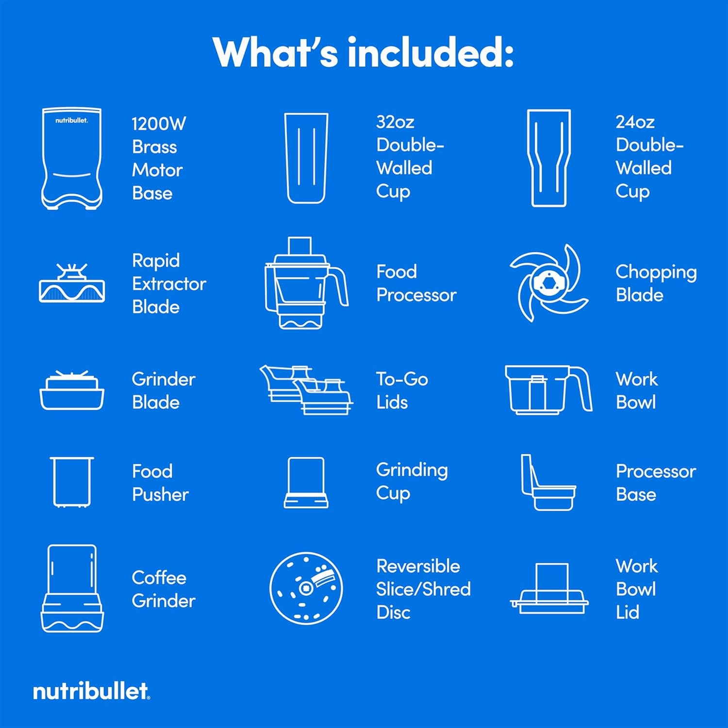 nutribullet® Ultra Plus  3-1 Compact Kitchen System, 1200W Kitchen System with Blender, Food Processor, and Coffee and Spice Grinder, 32oz and 24oz Blending Cups, 2-Cup Food Processor, Pearl White