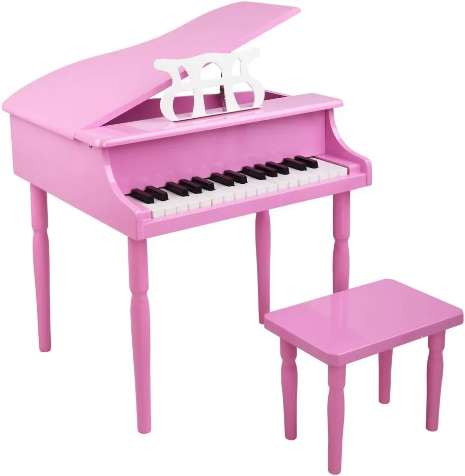 Ochine Kids Wooden 30 Key Piano Music Toy Mini Grand Classical Piano Children Baby Piano Musical Instrument Toy Gifts with Bench, Music Stand and Song Book (Ship from USA)