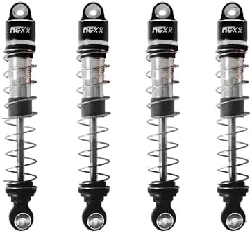 Oil Shock (4pcs) for RC Car 1/18 TRX4M, 1/24 SCX24 - Remote Control Car Parts (HELIDIRECT) (AX24 - Black)