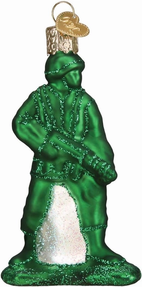 Old World Christmas Glass Blown Ornament for Christmas Tree, Green Army Man