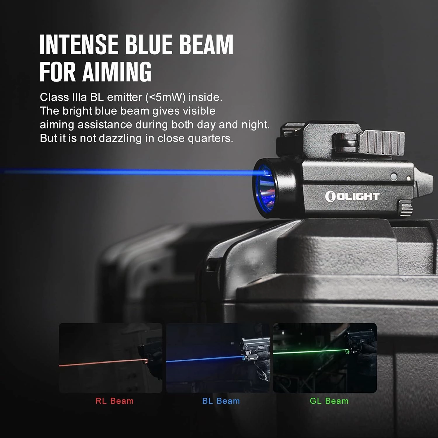 OLIGHT Baldr S Blue Beam 800 Lumens Magnetic USB Rechargeable Tactical Flashlight with White LED Combo, Compact Rail Mounted Light with 1913 or GL Rail, Battery Included (Black)