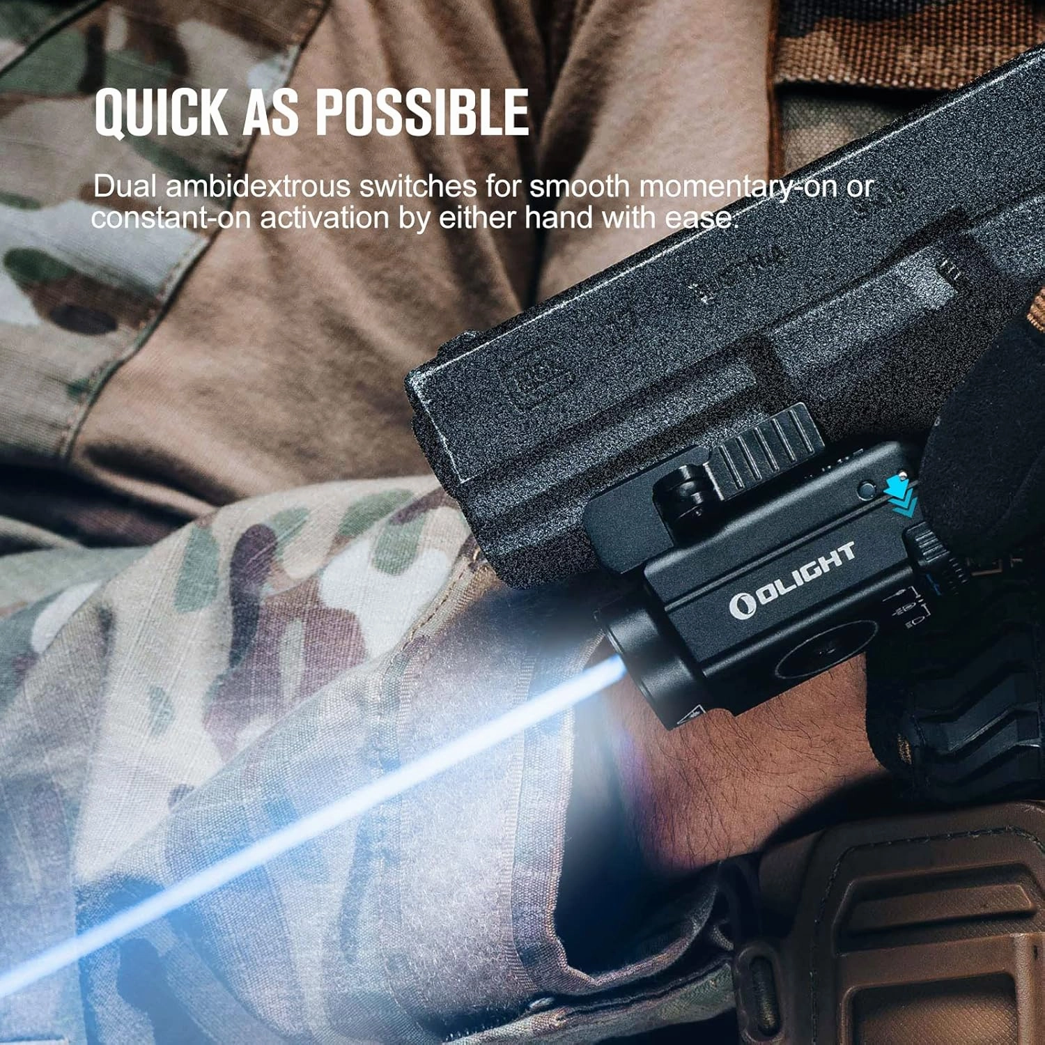 OLIGHT Baldr S Blue Beam 800 Lumens Magnetic USB Rechargeable Tactical Flashlight with White LED Combo, Compact Rail Mounted Light with 1913 or GL Rail, Battery Included (Black)