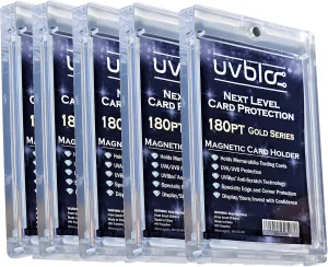One Touch Card Holder 180pt (5 Pack) Magnetic Baseball Jersey Patch Protectors Sleeves Cases for Trading Sports Cards