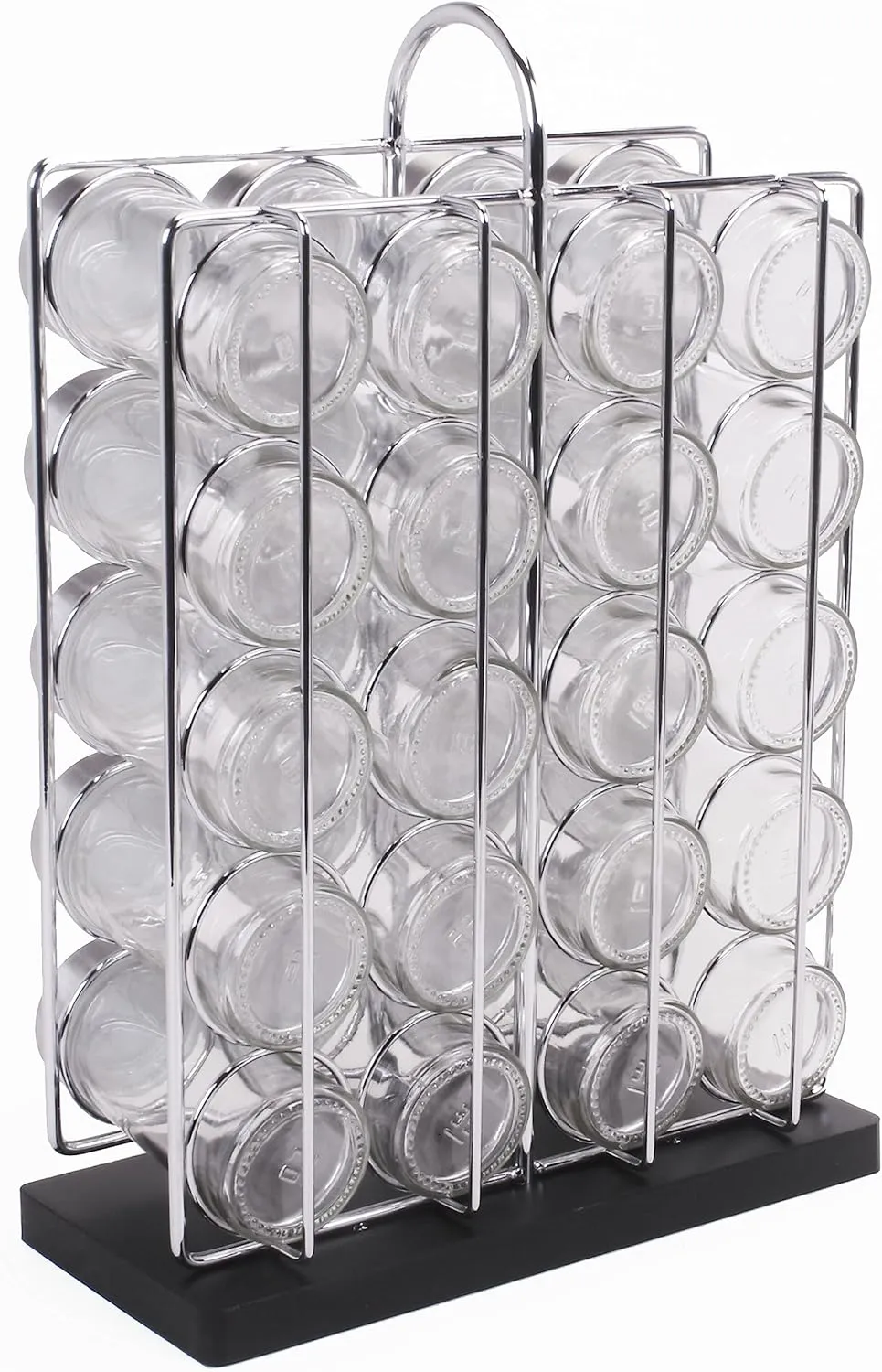 Orii 20 Jar Chrome Wire Spice Rack with Bamboo Base | Includes Silicone Funnel | 160 Preprinted   20 Blank Spice Labels Included | Compact and Minimalistic Kitchen Pantry Spice Organizer Rack