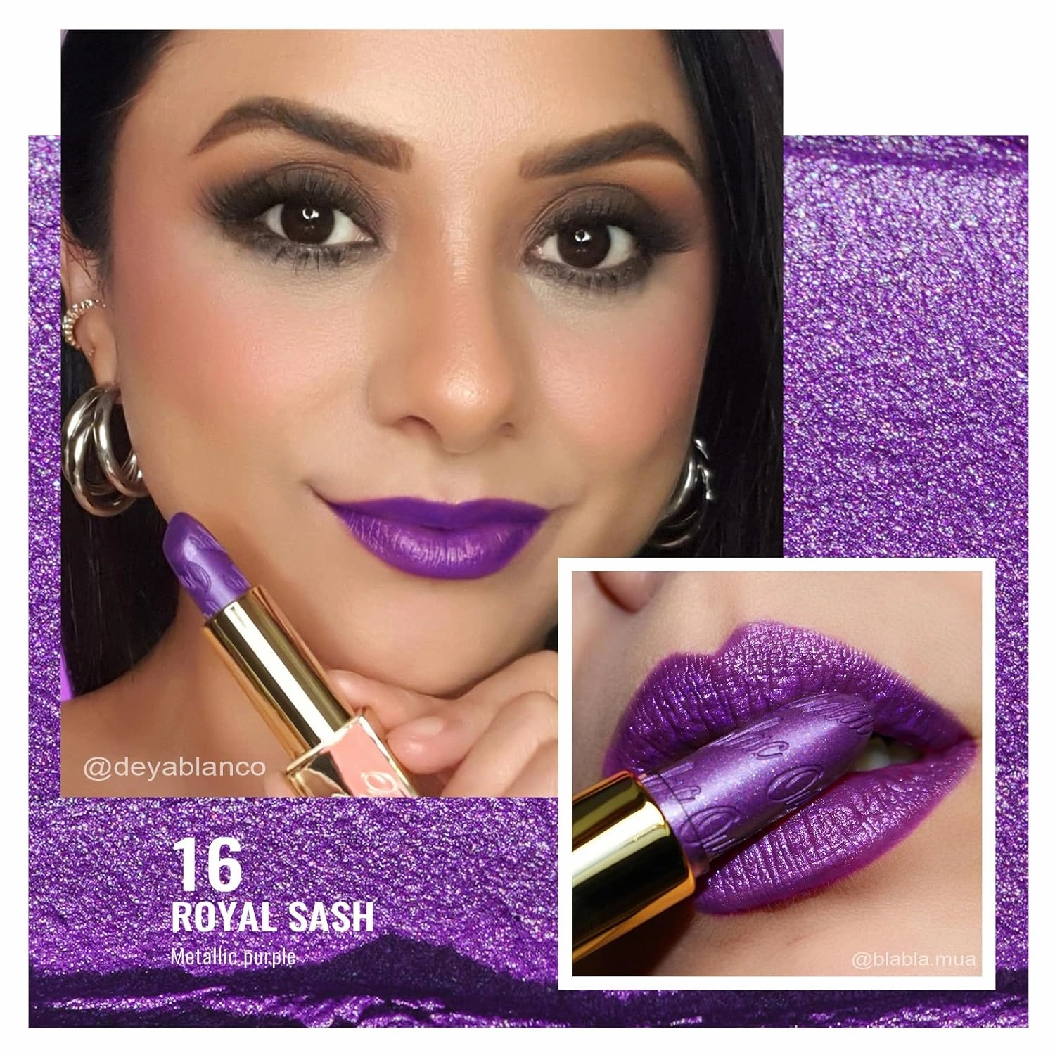 Oulac Blue-Purple Lipsticks Set Included Purple Metallic Lipstick, Blue Shimmer Lipstick and Purple Lip Liner