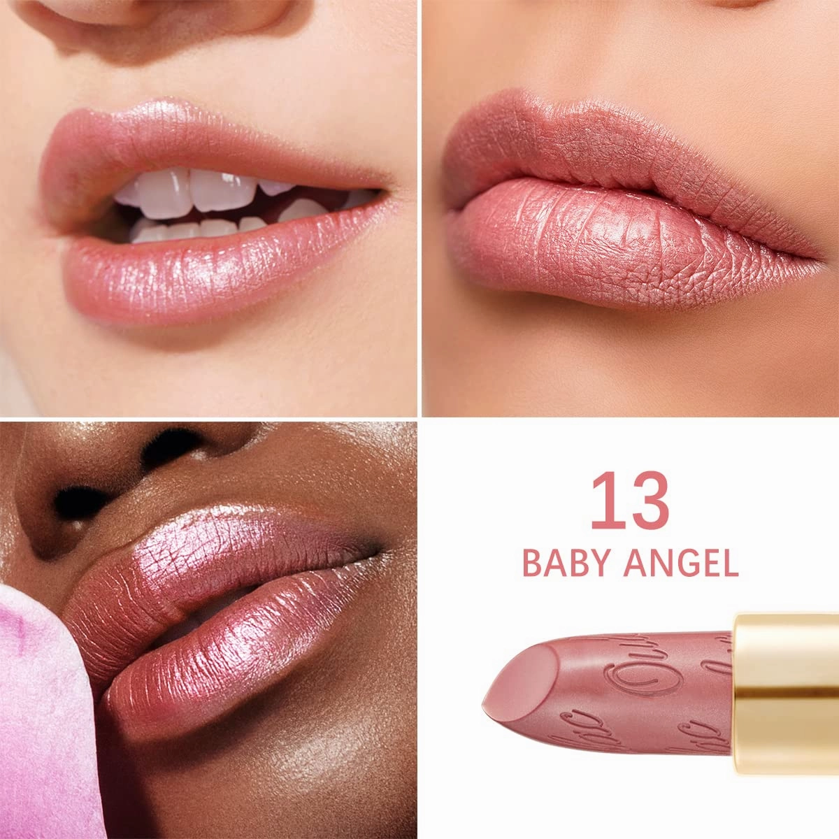 Oulac Metallic Light Pink & Sheer Lipstick Set - 2PCS Vegan Lightweight Hydrating Formula with High Impact Lip Color for Full Coverage Lip Makeup, Christmas Gifts for Women, 13 27