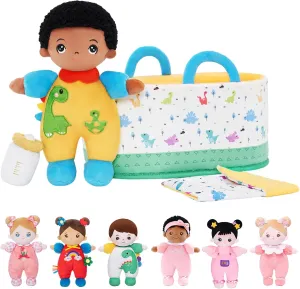 OUOZZZ Soft Black Baby Boy Doll- My Buddy Doll Birthday Gifts for Boys Plush Dinosaur Toy for Toddlers Little Kids Infants Big Brother