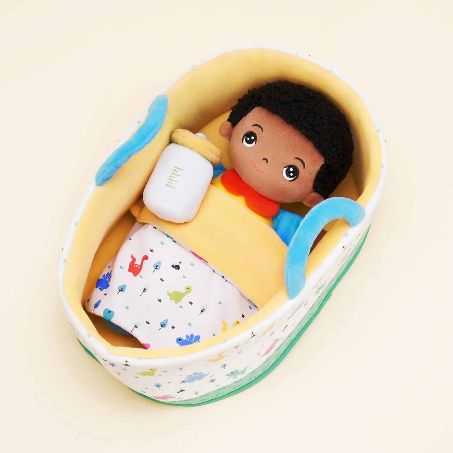 OUOZZZ Soft Black Baby Boy Doll- My Buddy Doll Birthday Gifts for Boys Plush Dinosaur Toy for Toddlers Little Kids Infants Big Brother