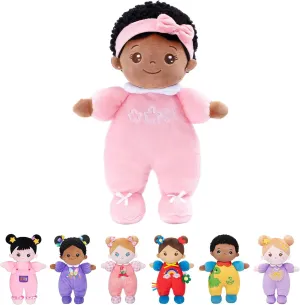 OUOZZZ Soft Black Baby Dolls for Girls - First African American Baby Dolls Multicultural Plush Rag Doll Sleeping Cuddle Buddy Doll Toy for Kids 10"