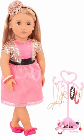 Our Generation by Battat- Audra 18" Non-Posable Jewelery Doll with Pierced Ears- Toys, Doll Clothes & Accessories For Ages 3 years & Up, Multicolor