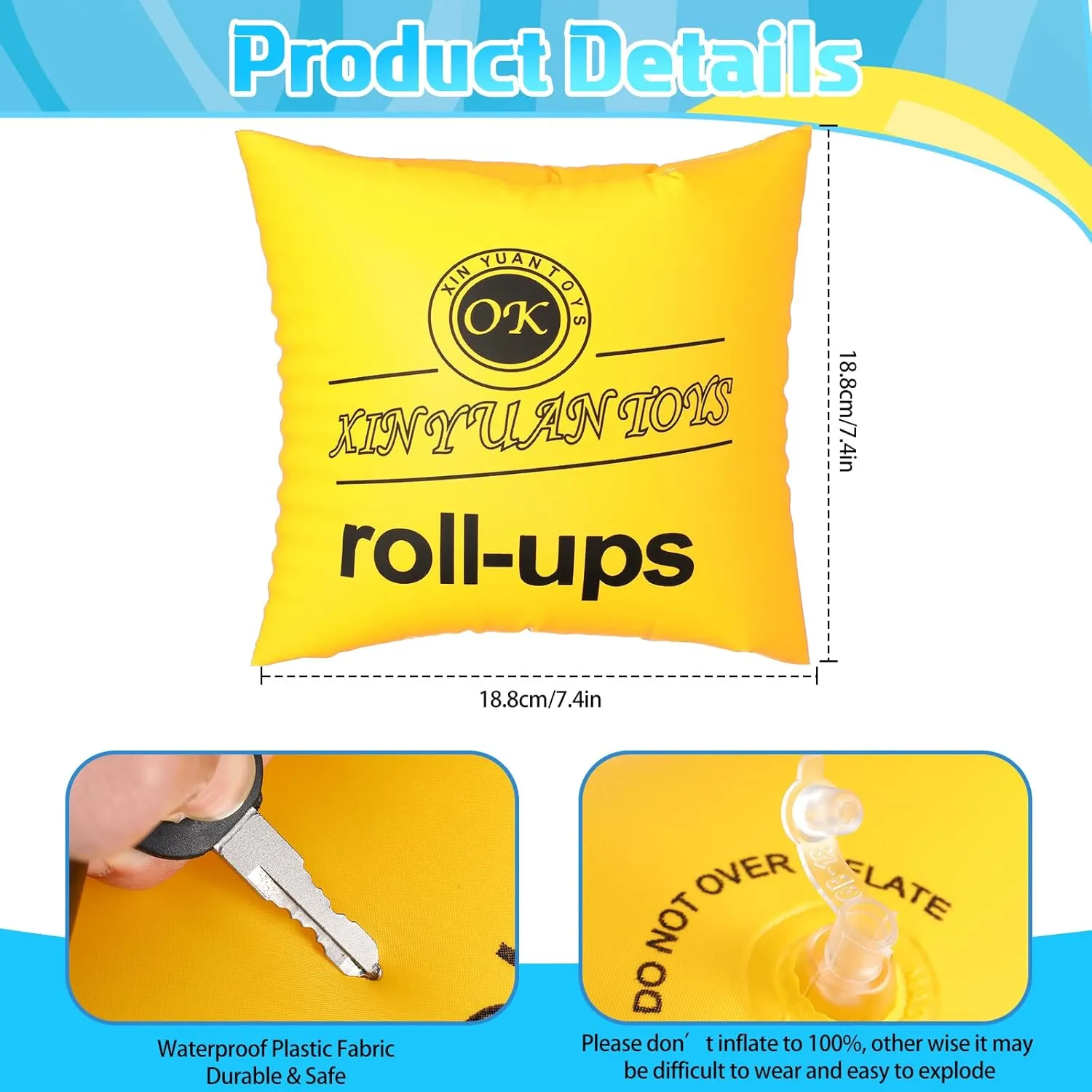 Outus Arm Floaties Kids PVC Arm Floaties Inflatable Swim Arm Bands Adjustable Swimming Water Wings Floater Sleeves Pool Inflatable Swimming Rings for Adults Kids Children Toddler, 4 Colors