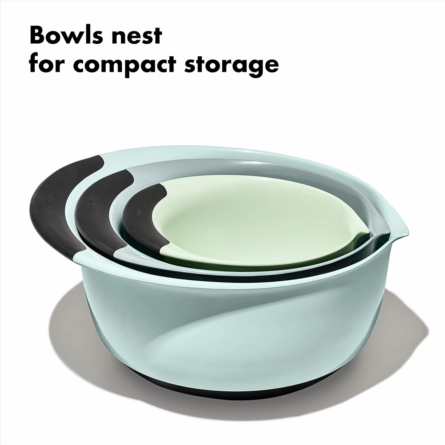 OXO Good Grips 3-Piece Plastic Mixing Bowl Set - Cadet Blue, Tower Gray, Jade, Small, Medium, Large