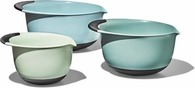 OXO Good Grips 3-Piece Plastic Mixing Bowl Set - Cadet Blue, Tower Gray, Jade, Small, Medium, Large