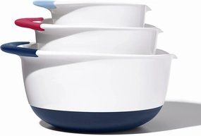OXO,plastic Good Grips 3-Piece Mixing Bowl Set – Blueberry, Jam & Seltzer Handles​,4.7 LITERS, Large