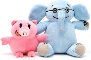 Pair of Elephant & Piggie Plush Toys Soft Stuffed Animal Mo Willems Elephant and Pig Kids Toys Boy Girl Home Decor Adorable Ultra-Soft Classics Comfort 7” & 5” Sitting