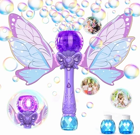 PANACARE Bubble Wand for Kids Girls Butterfly Bubble Wand Light Up Automatic Bubble Machine Blower Maker Wands with Bubble Solution,10000  Bubbles/Min for Toddlers Outdoor Party Toys Birthday Gift