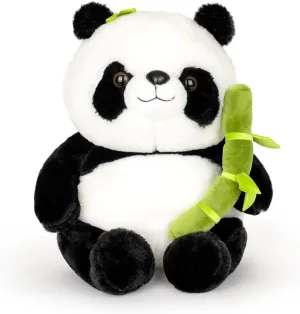 Panda Stuffed Animal 13.7'' Panda Bear Plush Toys with Bamboo Stuffed Plushies Cute Doll Gifts Black and White (13.7inch)