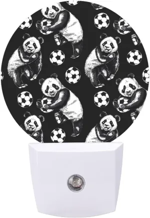 Pandas Sports Football Night Light Mini LED Plug Into Wall Dusk to Dawn Sensor Nightlight for Bathroom Hallway Decor