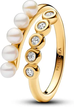Pandora Treated Freshwater Cultured Pearls & Stones Open Ring 163146C01-54