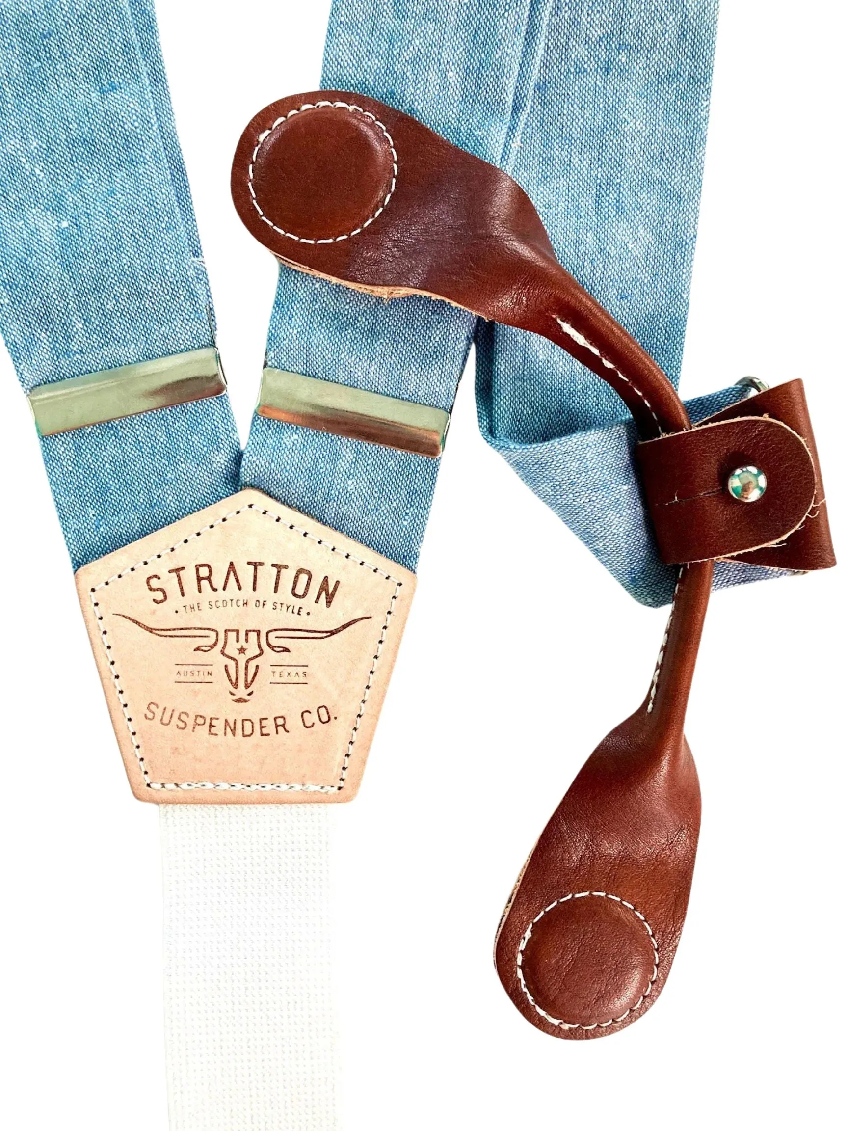Pastel Blue Magnetic Clasp Suspenders – Heritage American Wedding Menswear | Best Alternative to Clip-Ons