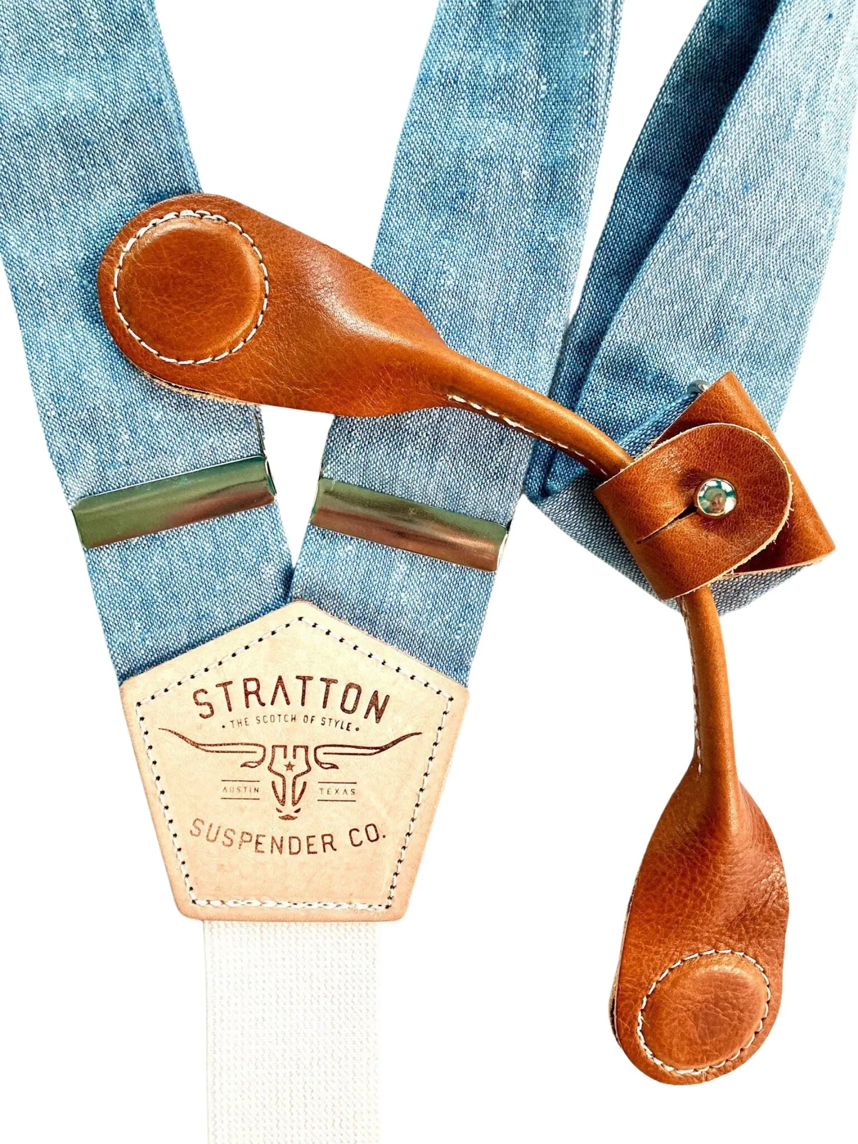 Pastel Blue Magnetic Clasp Suspenders – Heritage American Wedding Menswear | Best Alternative to Clip-Ons