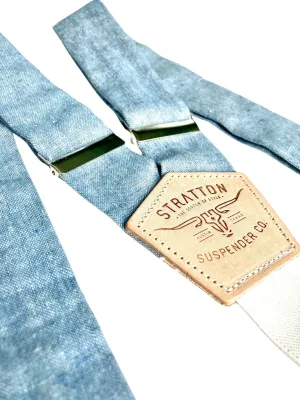 Pastel Blue Magnetic Clasp Suspenders – Heritage American Wedding Menswear | Best Alternative to Clip-Ons