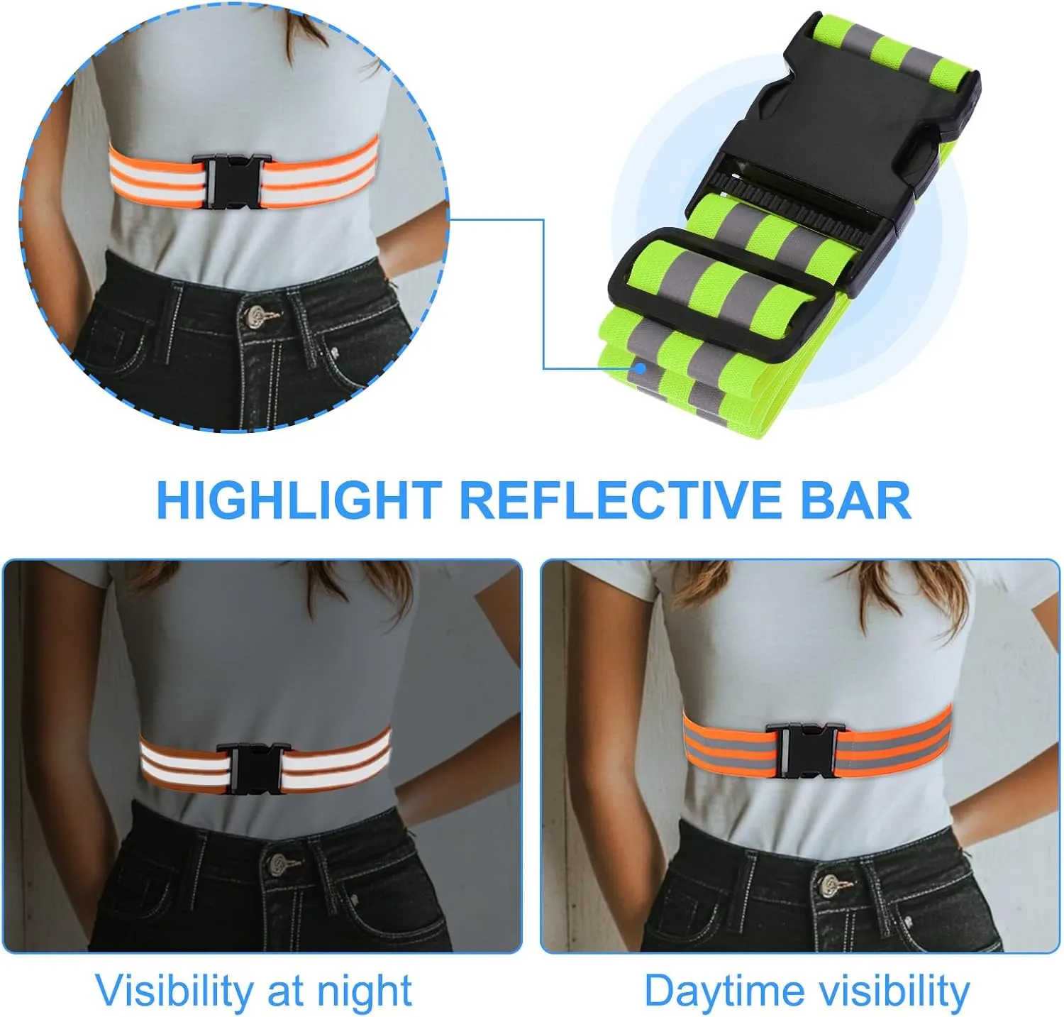 PATIKIL Adjustable Reflective Running Belt, Glow Pt Belt Sash for Cycling