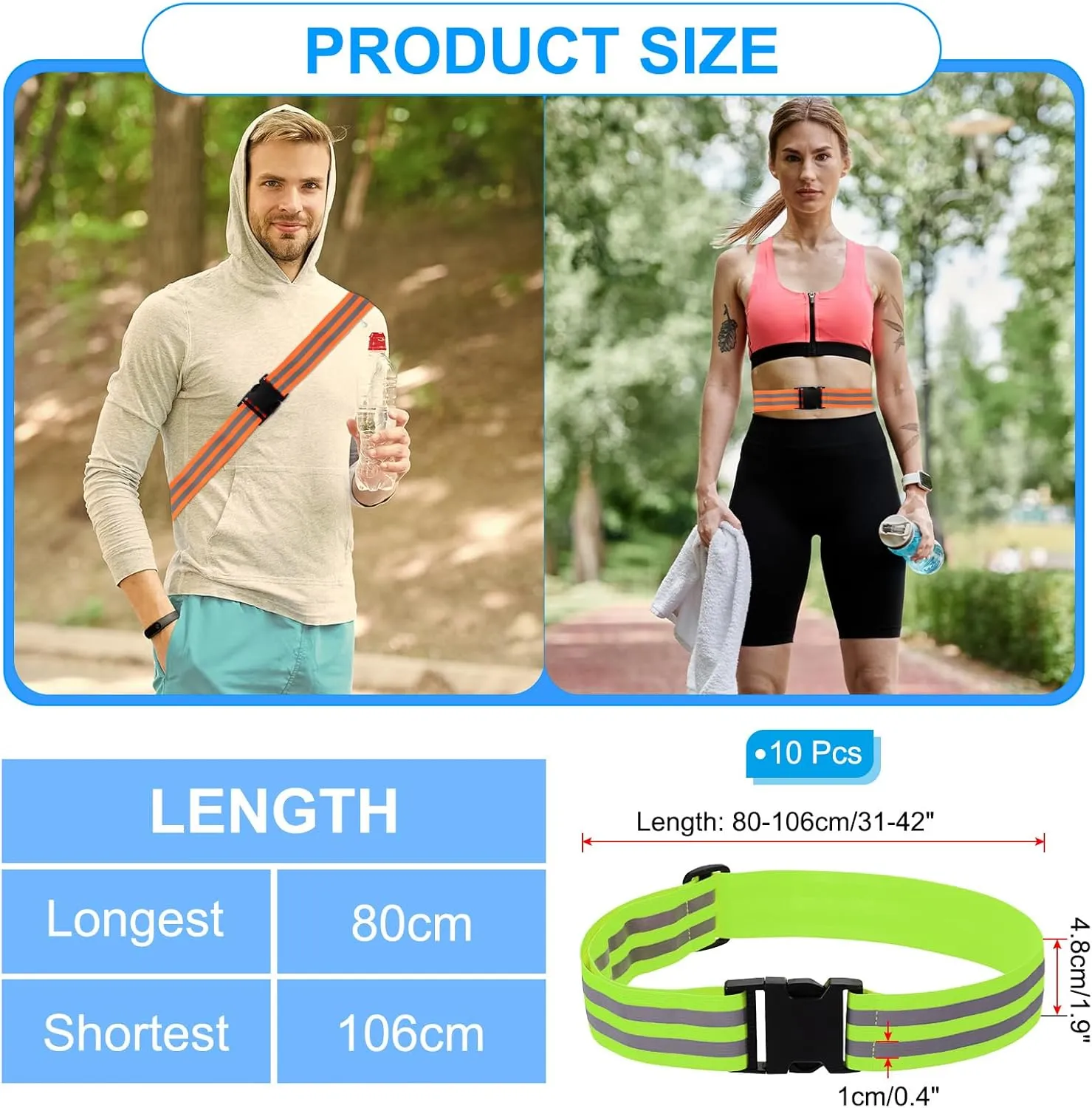 PATIKIL Adjustable Reflective Running Belt, Glow Pt Belt Sash for Cycling