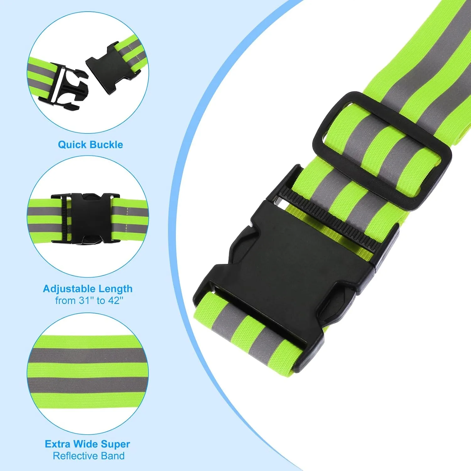 PATIKIL Adjustable Reflective Running Belt, Glow Pt Belt Sash for Cycling