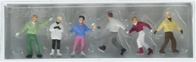 People Ice Skating (6) HO Scale Preiser Models
