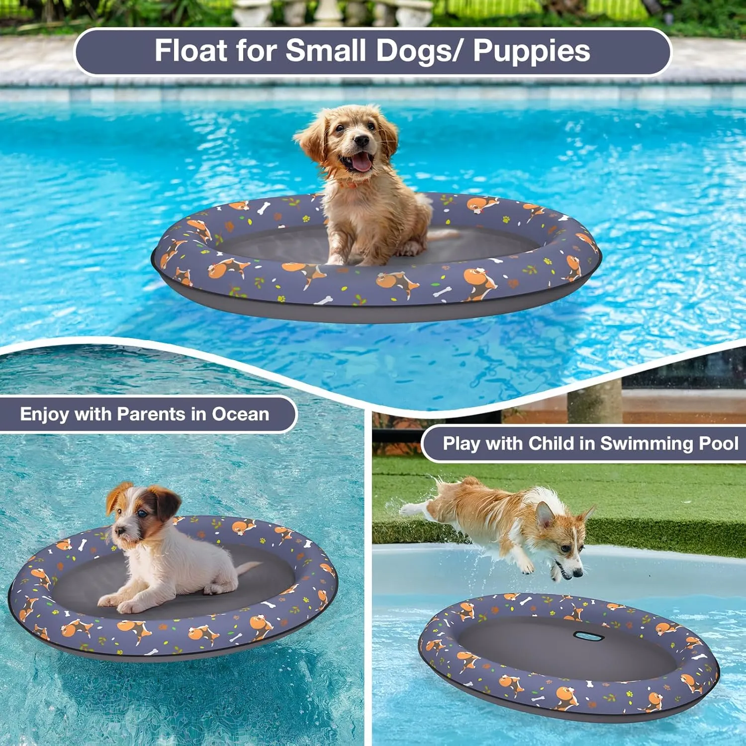 Pet Soft Dog Float Raft - Inflatable Dog Swimming Float for Summer (Small, Dog)