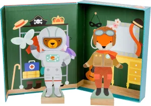 Petit Collage Magnetic Dress Up, Make-Believe Animal Costumes – Game Board with Mix and Match Pieces, Ideal for Ages 3  – Includes 2 Dolls and 35 Creative Magnetic Pieces