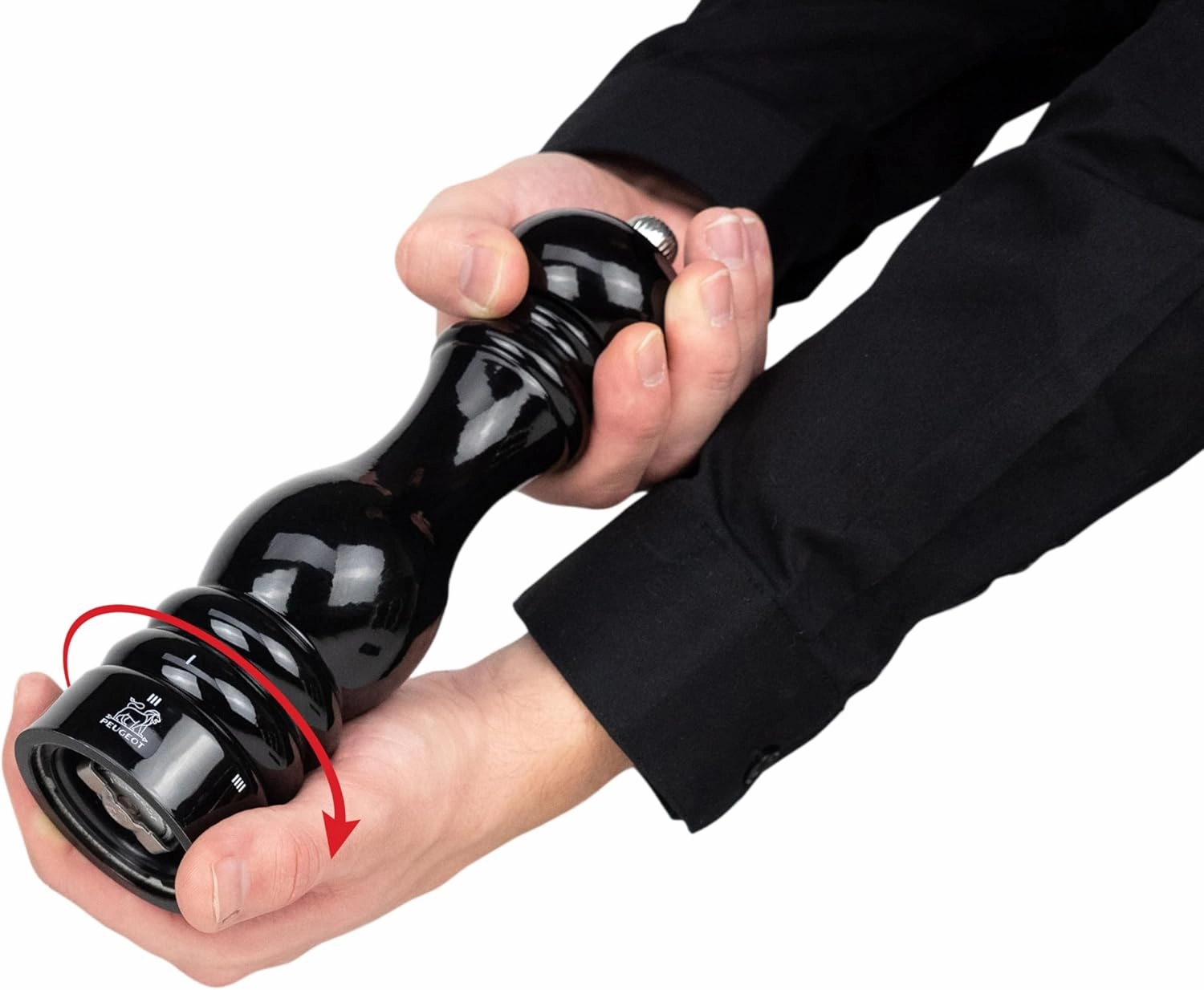 Peugeot - Paris u'Select Manual Pepper Mill - Adjustable Grinder - Beechwood, Gloss Black