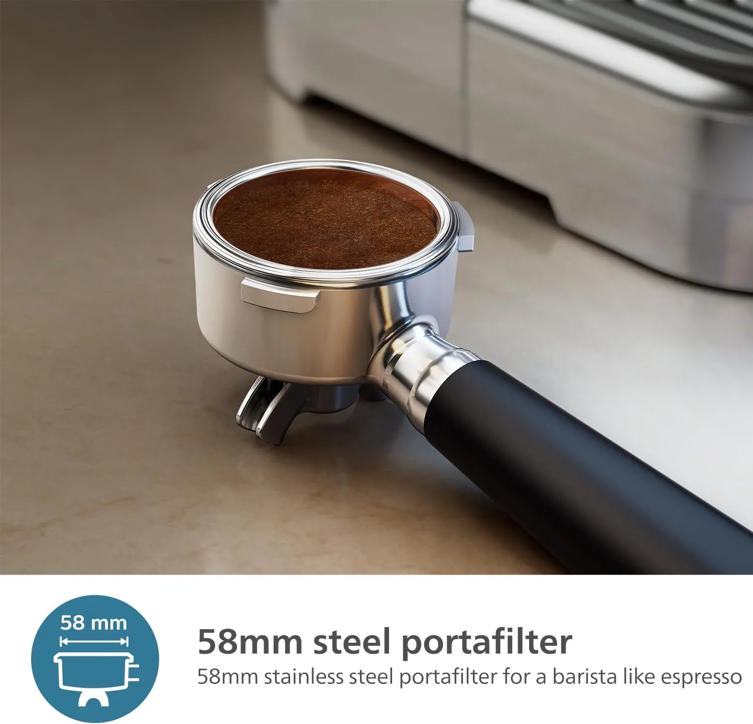 PHILIPS Barista Brew Semi Automatic Espresso Machine - Single & Double Espresso   Americano Button, 280g Dual Bean Container   Grinder, Intuitive Guidance, Calibrated Tamping, Metal Cappuccino