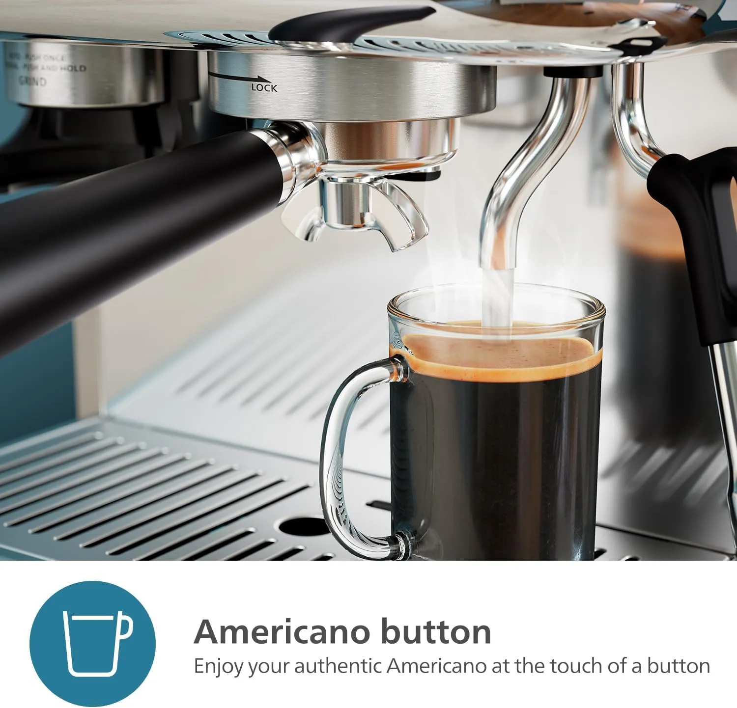 PHILIPS Barista Brew Semi Automatic Espresso Machine - Single & Double Espresso   Americano Button, 280g Dual Bean Container   Grinder, Intuitive Guidance, Calibrated Tamping, Metal Cappuccino