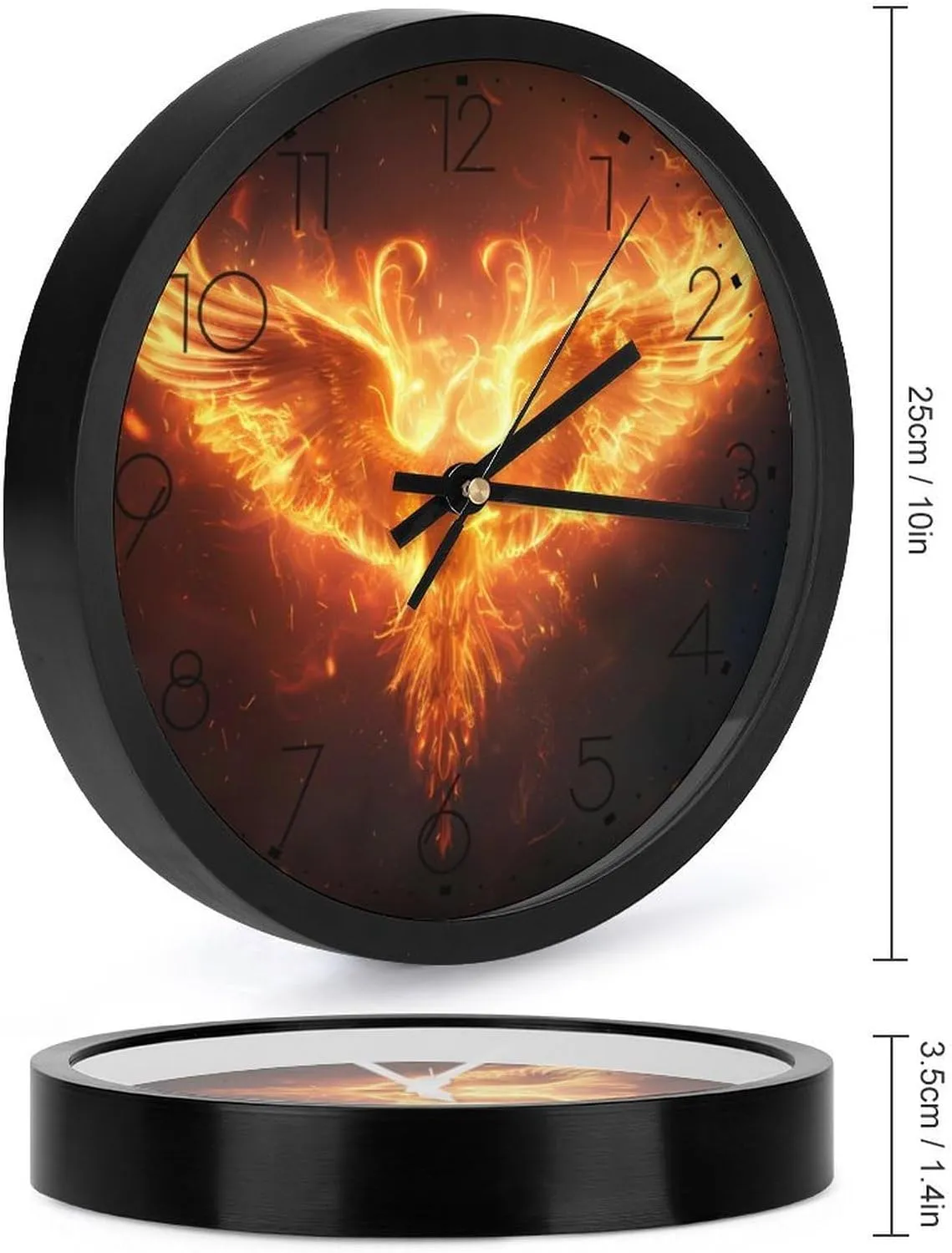 Phoenix Wall Clock 10 Inch Silent Non-ticking Battery Operated Decorative Clock for Kitchen Bedroom