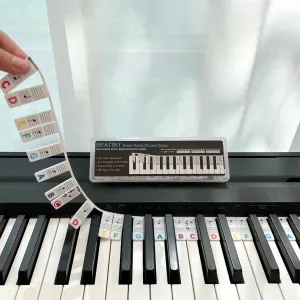 Piano Notes Guide for Beginner, Removable Piano Keyboard Note Labels for Learning, 88-Key Full Size, Made of Silicone, No Need Stickers, Reusable and Comes with Box (Rainbow Colors）