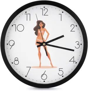 Pin Up Girls Wall Clock 10 Inch Silent Non-ticking Battery Operated Decorative Clock for Kitchen Bedroom