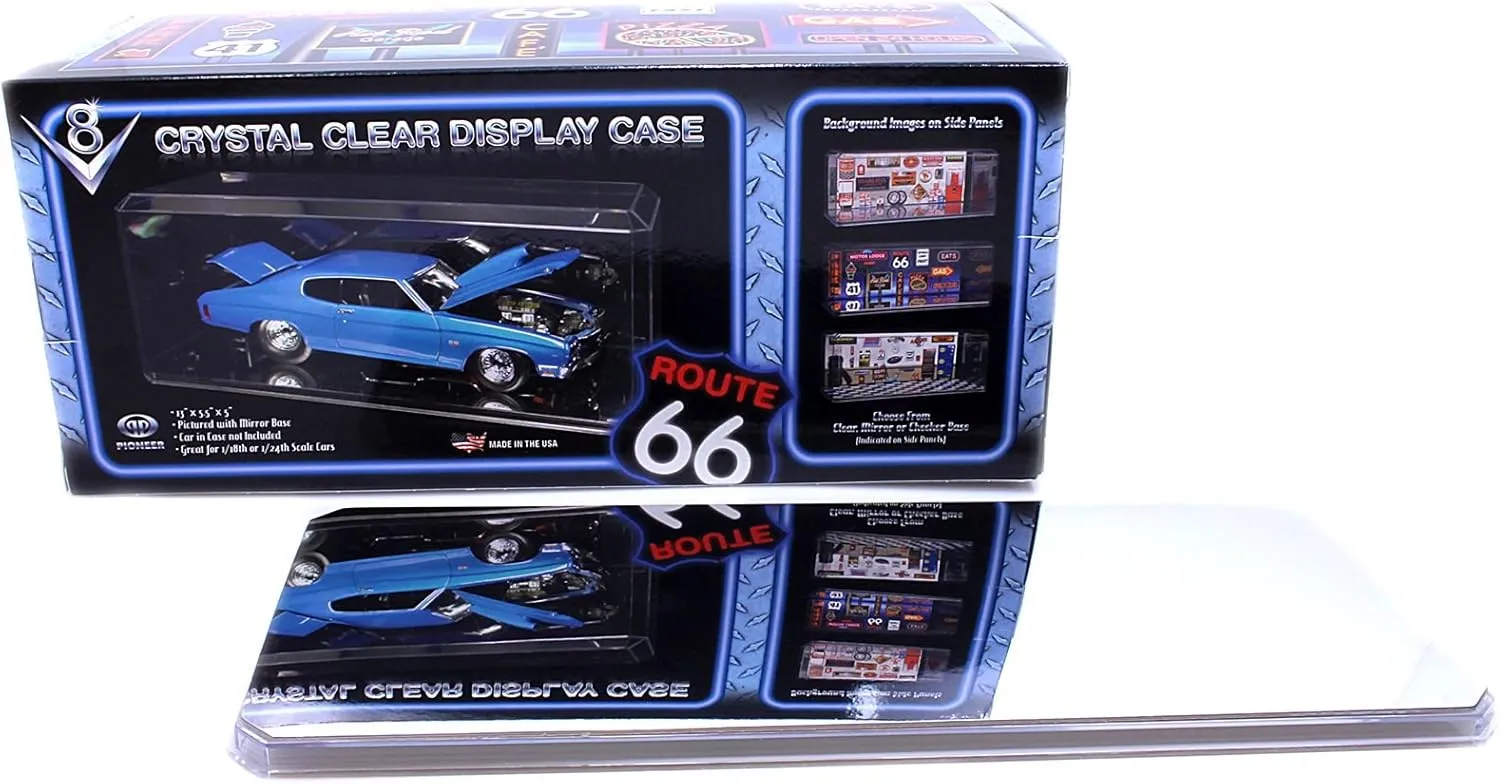 Pioneer Plastics 355CD Clear Plastic Display Case for 1:18 Scale Cars (Mirrored), 13" W x 5.5" D x 5" H (Mailer Box)