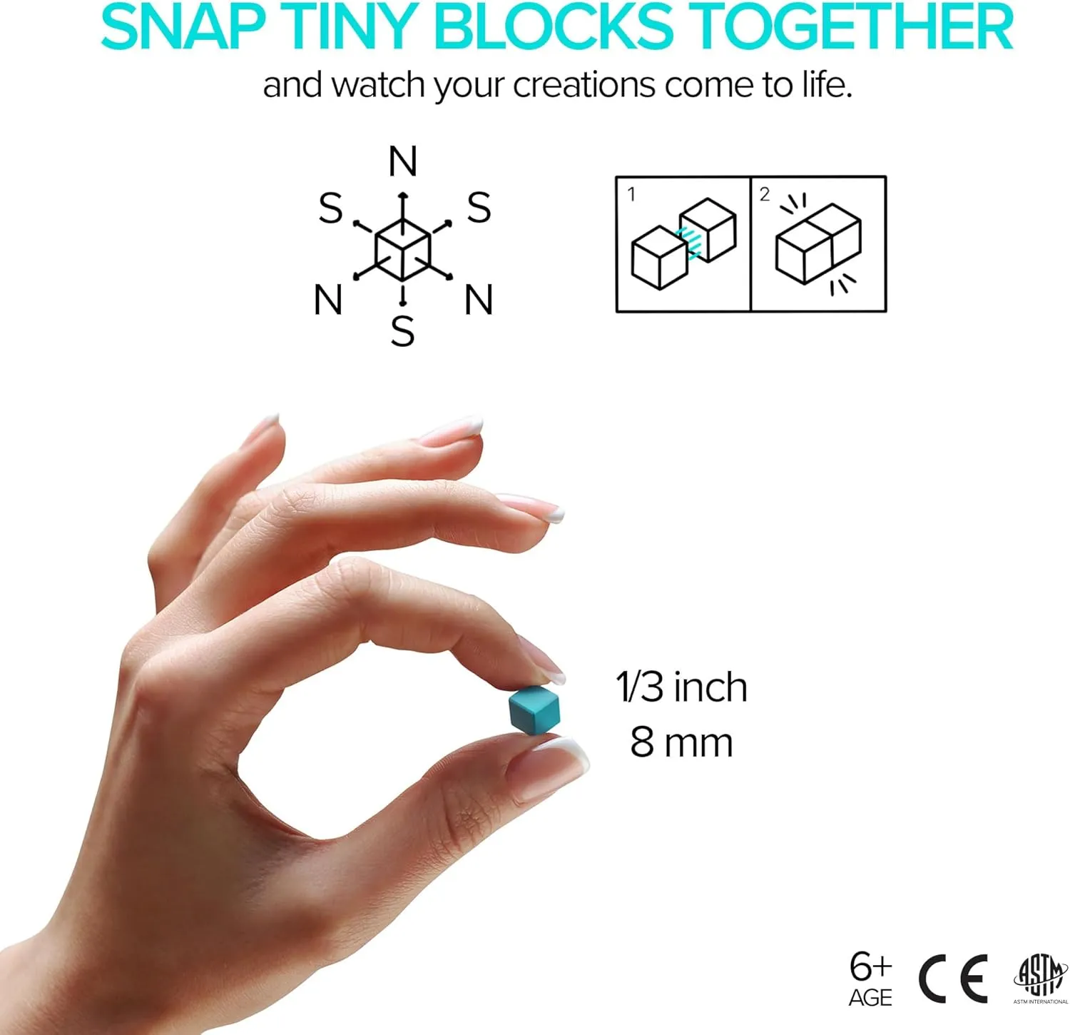 PIXIO PIXOPLASMA - Tiny Magnetic Blocks Building Toy in The Pixel Art Style with Free App - 5/16" Plastic Cubes with 6 Magnets Inside - Open Ended Toy - Creativity Toy for Ages 6  - 60pcs