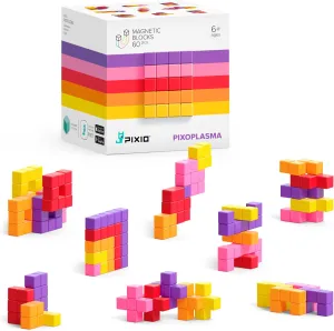 PIXIO PIXOPLASMA - Tiny Magnetic Blocks Building Toy in The Pixel Art Style with Free App - 5/16" Plastic Cubes with 6 Magnets Inside - Open Ended Toy - Creativity Toy for Ages 6  - 60pcs