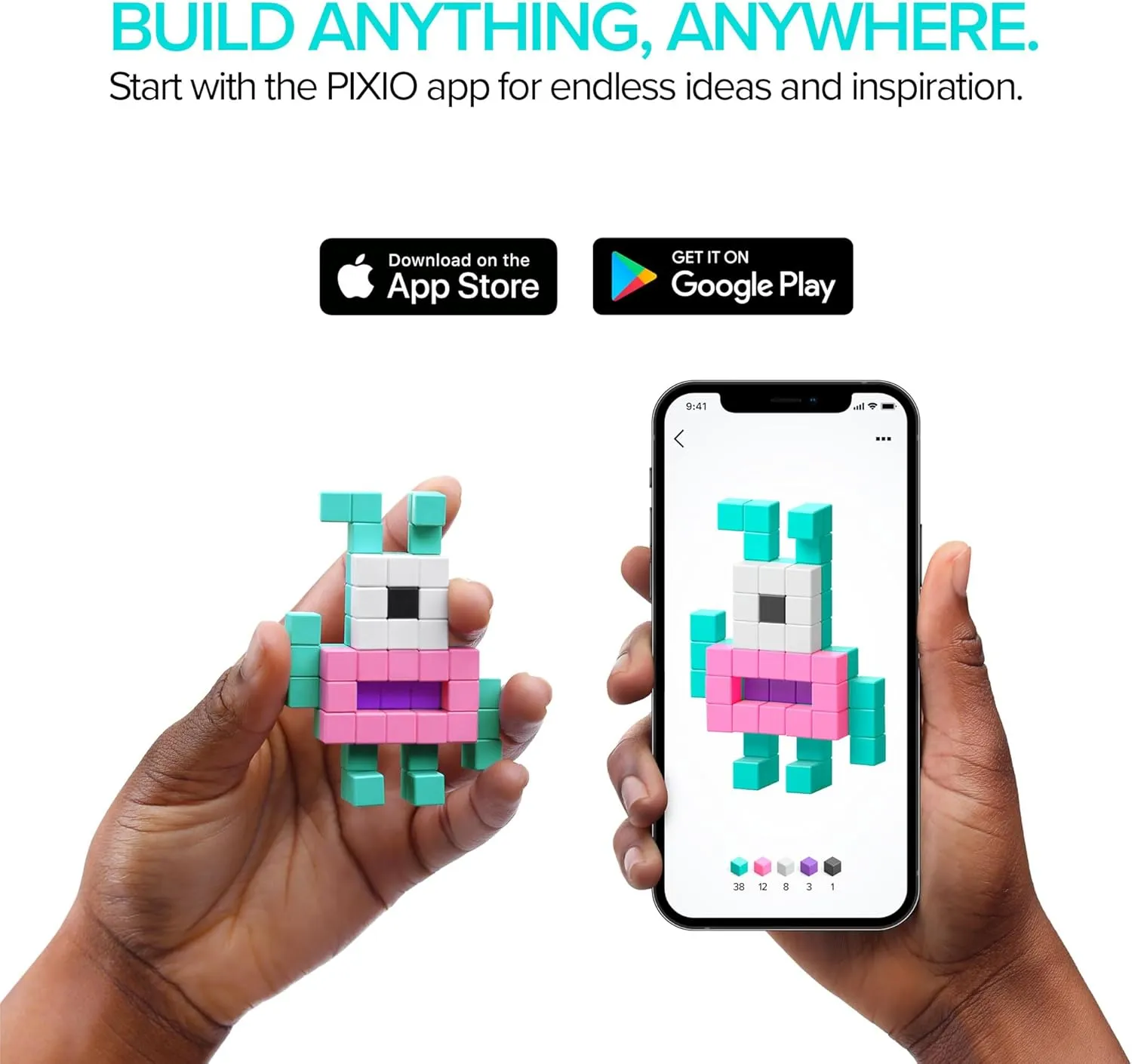 PIXIO PIXOPLASMA - Tiny Magnetic Blocks Building Toy in The Pixel Art Style with Free App - 5/16" Plastic Cubes with 6 Magnets Inside - Open Ended Toy - Creativity Toy for Ages 6  - 60pcs